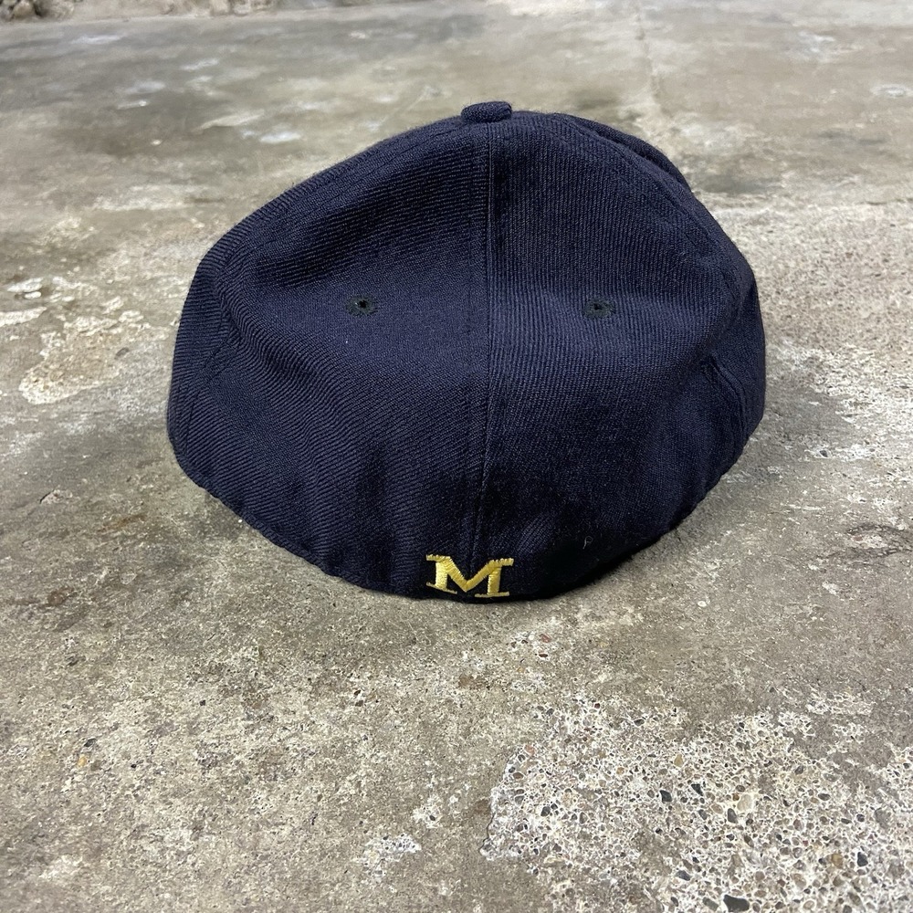 Vintage University of Michigan Wolverines Cap Size 7 3/8 Navy Fitted Hat NCAA - Picture 4 of 5
